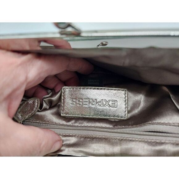 Express Clutch Bags Set Of 2: Black Velvet With Sequin Flower & Metallic Gold Fa - Picture 7 of 10